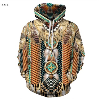 Jefe indio nativo Tribal tótem étnico Hippie hombres mujeres jersey sudadera con capucha chaquetas impresión Digital