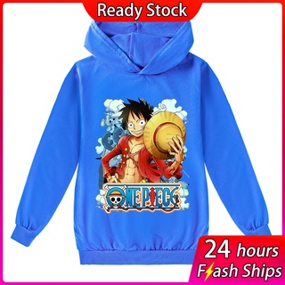 Moda de una pieza Luffy niños sudadera con capucha tendencia Anime impresión niño manga larga camisa deportiva
