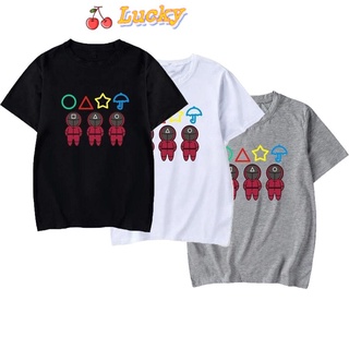 Lucky periféricos T-shirt calle manga corta Top impresión mujeres Streetwear hombres protección Casual calamar juego/Multicolor