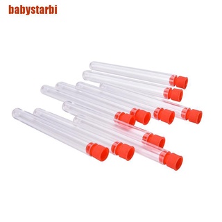 [babystarbi] 10 X Clear Plastic Test s With Caps Stoppers 12X100Mm