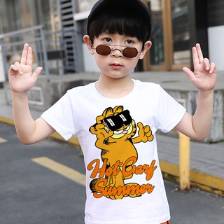 Garfield divertido de dibujos animados blusas camiseta niños lindo Anime camiseta gráfica camiseta de verano Top camisetas niños (1)
