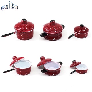 Ga | 3 piezas 1/12 Mini accesorios De cocina roja Modelo De macetas/juguetes/adornos (3)