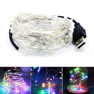 cadena de luces led/10m 5m 3m 2m/alambre de plata luces de hadas/casa de navidad boda fiesta decoración/por usb