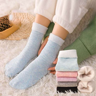 Calcetines de algodón coloridos/medias de terciopelo gruesas transpirables/calcetines medianos absorbentes de sudor para mujer