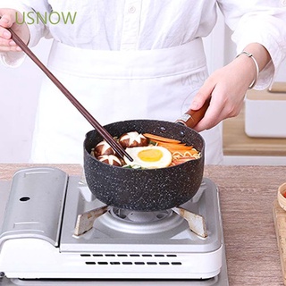 Usnow Universal olla de sopa de estilo japonés utensilios de cocina de nieve sartén de fideos mango de madera de cocina hogar antiadherente leche olla de cocina