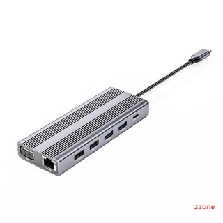 Zzz multipuertos tipo C concentrador USB 12 en 1 USB VGA HDMI Compatible con estación de acoplamiento