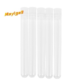 100Pcs Clear Plastic Test Tube with Cap 12X100mm U-Shaped Bottom Long Transparent Test Tube Lab Supplies