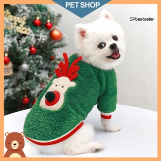 spb cachorro navidad abrigo cálido cómodo poliéster mascota perro ciervo cara disfraz ropa de peluche suministros