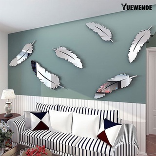 8 pzas/juego de plumas modernas/espejo acrílico/decoración de arte de pared/hogar/oficina