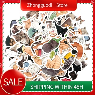 54 pegatinas de dibujos animados gatos impresión animal equipaje decoración impermeable de dibujos animados pvc pegatinas de equipaje pegatinas para diario