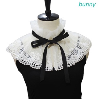 bunny stand-up collar falso chal dulce bordado floral encaje decorativo collar mitad camisa hueco mini poncho capelet