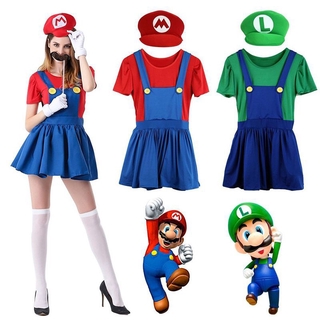 Mujer Super Mario Bros Luigi Workmen falda versión adulto disfraz disfraz de fantasía