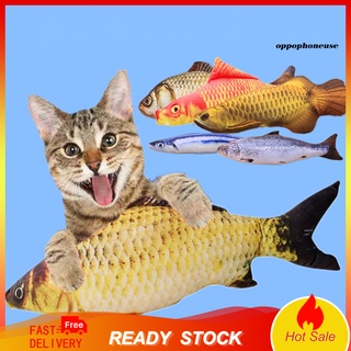 oppo pet gatos peluche artificial en forma de pez catnip dental cuidado de los dientes limpio juguete de masticación
