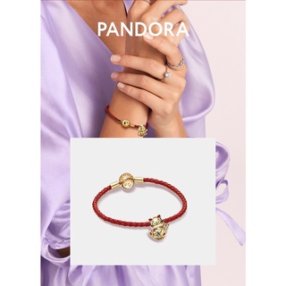 Pandora 925 Pulsera de cordón de cuero rojo de plata esterlina Zodiac Lucky Lucky Cat Pulsera de cuero (6)