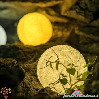 POTAMOIOUS 8cm LED Night Light Creative Indoor Lighting Moon Lamp Indoor Ornament Birthday Gift 3D Print Home Decoration Children Luminaires