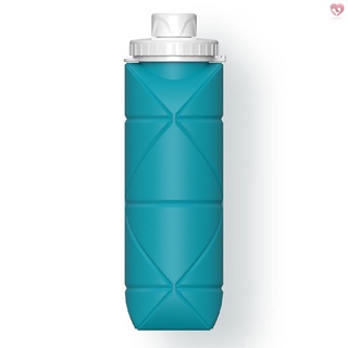 600Ml plegable botella de agua plegable botella de agua ligera reutilizable libre de BPA de silicona a prueba de fugas botella de agua para senderismo viajes deportes al aire libre correr