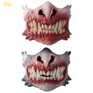 enc máscara de halloween horror látex media cara máscara de dientes miedo disfraz cráneo cabeza accesorios