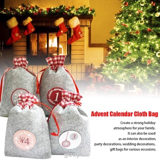 24 unids/set reutilizable decoración de fiesta caramelo almacenamiento de navidad cuenta atrás con pegatinas calendario de adviento bolsas