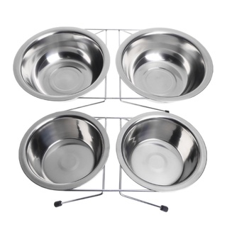 st pet double bowl alimentación gato perro cachorro alimentador de acero inoxidable alimentos agua suministros (1)