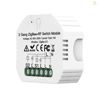 2 gang zigbee interruptor módulo diseño oculto zigbee 3.0 inteligente interruptor de luz control de voz compatib