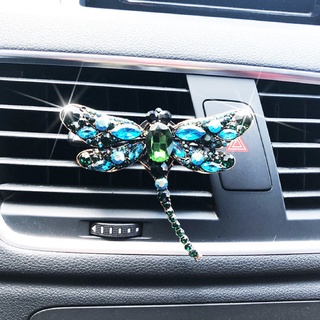 handyou coche perfume clip forma libélula brillante rhinestone auto salida de aire ambientador perfume clip para coche