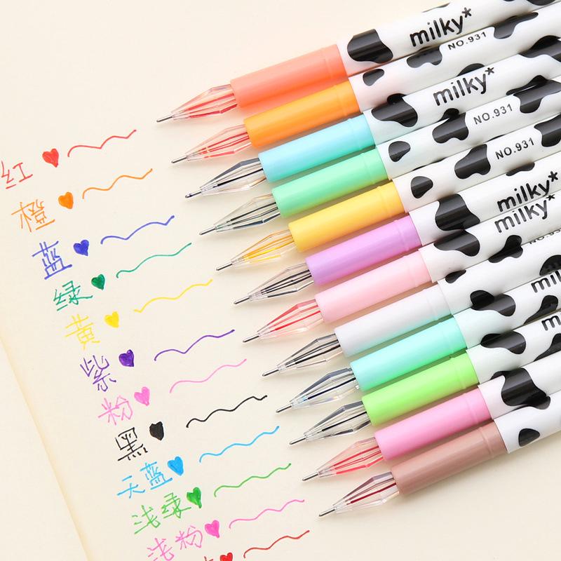 Bolígrafo de gel colorido, suministros de papelería, 12 colores