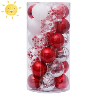 30Pcs Christmas Decorations for Home Christmas Tree Pendant Ornaments Red Round Transparent Ball Plastic Baubles