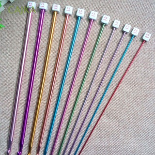 CAJKA 11Pcs Aluminum 10.6'' Knit Needles Set Crochet Hook Tunisian 2-8mm Afghan Hot Multicolour