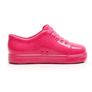 [0913] color sólido jelly zapatos falsos zapatos de cordones integrados antideslizante zapatos unisex