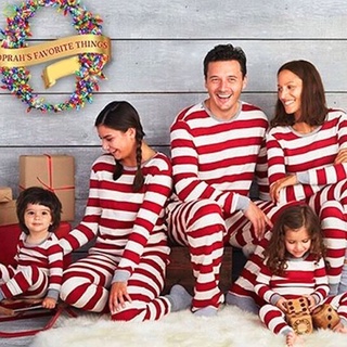 2020 Conjunto De Pijama familiar De navidad con 2 piezas/rayado
