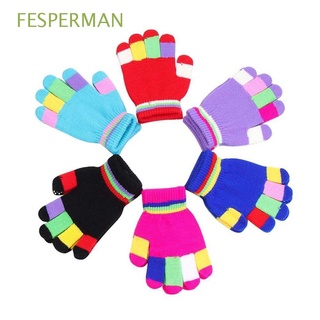 FESPERMAN Girls Baby Mittens Kids Thickened Finger Gloves Dot particles Winter Boys Children Comfortable Antiskid Knitted Mittens/Multicolor (1)
