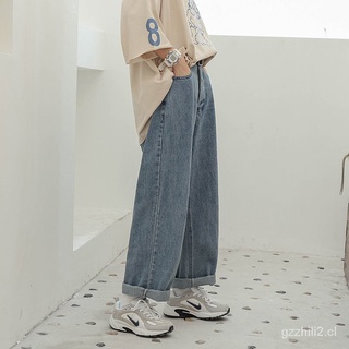 🙌 Nuevo estilo CEC pantalones rectos mostrar delgado coreano jeans mujer estudiante suelto cintura alta ancho pantalones de pierna bqrq