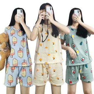 Señoras pijamas verano sección delgada lindo impresión de manga corta pantalones cortos de dos piezas suelto Casual servicio a casa traje