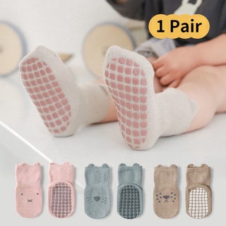 1 Pair Cartoon Animal Series Stand Ears Breathable Non-slip Soft Cotton Middle Tube Socks For Newborn Baby (1)