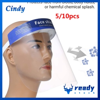Cindy 5/10PCS escudo facial proteger ojos cara con película protectora transparente banda elástica