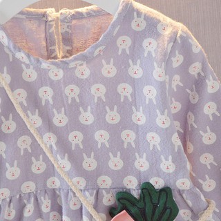 Bebé niña otoño manga larga conejo impresiones tutú faldas trajes (6)
