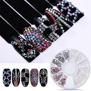 De tamaño mixto redondo de fondo plano de uñas diamantes de imitación /Glitter uñas Rhinestones cristal /DIY uñas arte decoraciones herramientas de manicura (7)