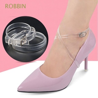 ROBBIN zapatos desmontables correa de las mujeres transparente cordones accesorios 1 par Anti-suelto tacón alto práctico elástico/Multicolor