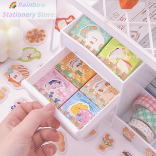Rainbow 45 pieces Boxed stickers forest secret language series cartoon cute hand account DIY decorative stickers