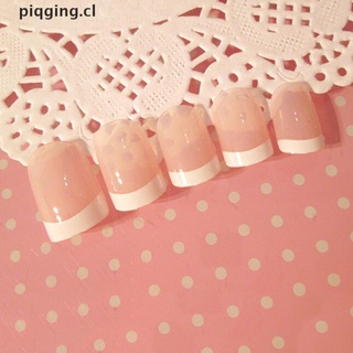 (lucky) 24pcs señora mujeres estilo francés diy manicura arte consejos uñas postizas con pegamento nuevo piqging.cl