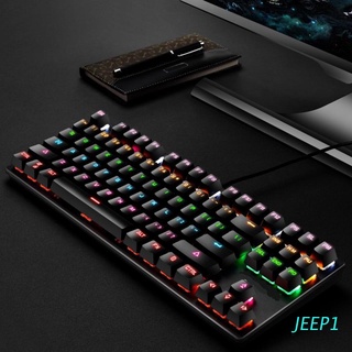 jeep teclado mecánico 87 teclas interruptor con cable teclados para juegos con retroiluminación rgb