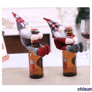 Nuevas Decoraciones Navideñas Santa Claus Abrazo pose Vino set De Botella De Champán Bar Restaurante Decoración chisun