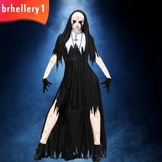 [BRHELLERY1] Conjunto de disfraces de fiesta de Halloween para mujer, Medieval, monja, disfraz de fiesta