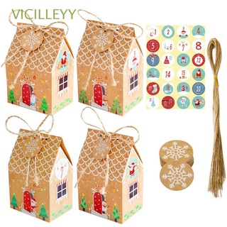 VICILLEYY 24Sets Wedding Favors Christmas House Kraft Paper Paper Gift Box Packaging Boxs with Tags&Stickers Kids Gift Xmas Party Supplies Christmas Decor Present Case Candy Wrapping Bag