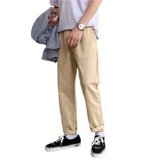 M-3xl hombres corte recto pantalón largo de los hombres pantalones casuales de la moda [Panjang] de los hombres de la pierna recta pantalones sueltos de pierna ancha pantalones ctbe (8)