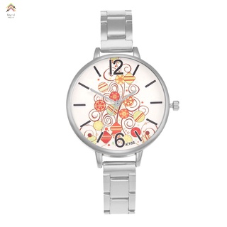 Simple Fashion Couple Quartz Watch Steel Strap Round Dial Watches Women Couple Watches Cartoon Printed