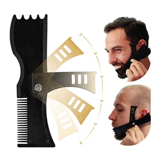 [mau] 5 en 1 hombres barba moldeando plantilla peine giratorio barba peine herramienta de belleza