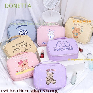 DONETTA Ins Kawaii Makeup Bags Casual Cosmetic Cases Bear Cosmetic Bags Women Travel Portable Embroidery Wash Handbags Cartoon Storage Toiletry Bag