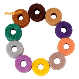 10Pcs/ Pack Cymbal Stand Felt Washer Pad Replacement Round Soft for Drum Set Cymbals (Random Color )