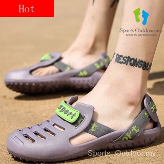 Sandalias de los hombres de verano agujero zapatos de los hombres Casual zapatos de playa de la mitad Baotou zapatillas masculino coreano de los hombres sandalias de moda N0cw